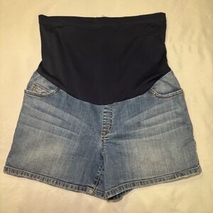 Maternity Denim Jean Shorts with Black Waistband